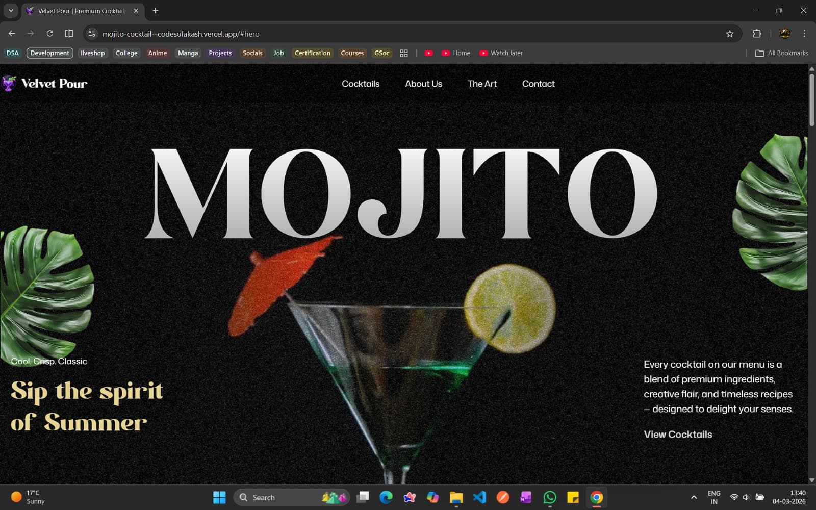 Velvet Pour — CMS-Driven Web Experience